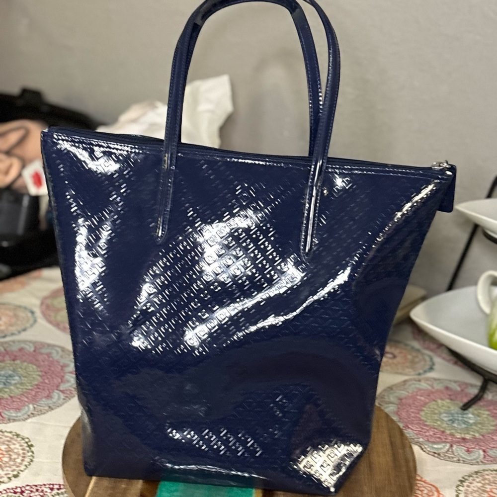 Lacoste Shiny Navy Tote Bag